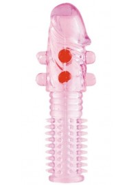 Гелевая розовая насадка с шариками и шипами - 14 см. - ToyFa - в Иваново купить с доставкой