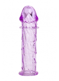 Гладкая фиолетовая насадка с усиками под головкой - 12,5 см. - Toyfa Basic - в Иваново купить с доставкой