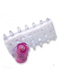 Прозрачная вибронасадка на пенис с шишечками и открытой головкой - White Label - в Иваново купить с доставкой