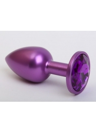 Фиолетовая анальная пробка с фиолетовым стразом - 7,6 см. - 4sexdreaM - купить с доставкой в Иваново