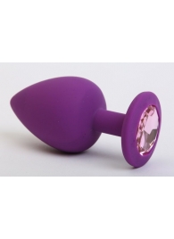 Фиолетовая силиконовая пробка с розовым стразом - 7,1 см. - 4sexdreaM - купить с доставкой в Иваново