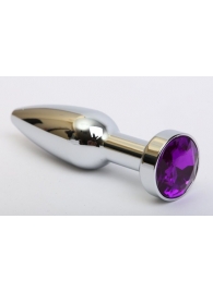 Удлинённая серебристая пробка с фиолетовым кристаллом - 11,2 см. - 4sexdreaM - купить с доставкой #SOTBIT_REGIONS_UF_V_REGION_NAME#