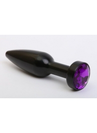 Чёрная удлинённая пробка с фиолетовым кристаллом - 11,2 см. - 4sexdreaM - купить с доставкой в Иваново