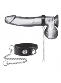 Утяжка на пенис с поводком Snap Cock Ring With 12  Leash - BlueLine - купить с доставкой в Иваново