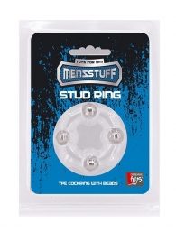 Эрекционное кольцо с 4 бусинами MENZSTUFF STUD RING CLEAR - Dream Toys - в Иваново купить с доставкой