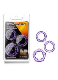 Набор из 3 фиолетовых эрекционных колец Stay Hard Beaded Cockrings - Blush Novelties - в Иваново купить с доставкой