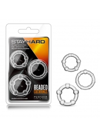 Набор из 3 прозрачных эрекционных колец Stay Hard Beaded Cockrings - Blush Novelties - в Иваново купить с доставкой