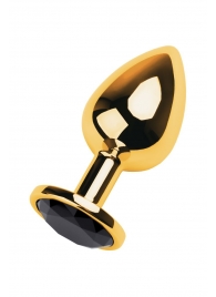 Золотистая анальная втулка со стразом чёрного цвета - 9,5 см. - ToyFa - купить с доставкой #SOTBIT_REGIONS_UF_V_REGION_NAME#