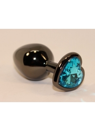 Чёрная пробка с голубым сердцем-кристаллом - 7 см. - 4sexdreaM - купить с доставкой в Иваново