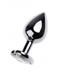 Серебристая анальная пробка с прозрачным кристаллом-сердцем - 8 см. - ToyFa - купить с доставкой в Иваново