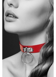 Красный узенький чокер с кольцом - Bijoux Pour Toi - купить с доставкой в Иваново