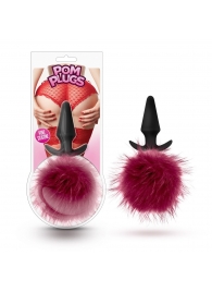 Силиконовая анальная пробка с бордовым заячьим хвостом Fur Pom Pom - 12,7 см. - Blush Novelties