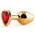 Золотистая анальная пробка с красным стразом-сердечком - 8 см. - Anal Jewelry Plug - купить с доставкой в Иваново