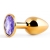 Золотистая анальная пробка с фиолетовым стразом - 7,2 см. - Anal Jewelry Plug - купить с доставкой в Иваново