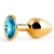Золотистая анальная пробка с голубым стразом - 7,2 см. - Anal Jewelry Plug - купить с доставкой в Иваново