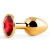 Золотистая анальная пробка с красным стразом - 7,2 см. - Anal Jewelry Plug - купить с доставкой в Иваново