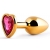 Золотистая анальная пробка с малиновым кристаллом-сердечком - 7 см. - Anal Jewelry Plug - купить с доставкой в Иваново