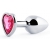 Серебристая анальная пробка с малиновым кристаллом-сердечком - 7 см. - Anal Jewelry Plug - купить с доставкой в Иваново