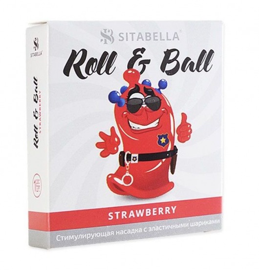 Стимулирующий презерватив-насадка Roll   Ball Strawberry - Sitabella - купить с доставкой в Иваново