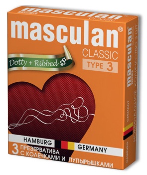 Розовые презервативы Masculan Classic Dotty+Ribbed с колечками и пупырышками - 3 шт. - Masculan - купить с доставкой в Иваново