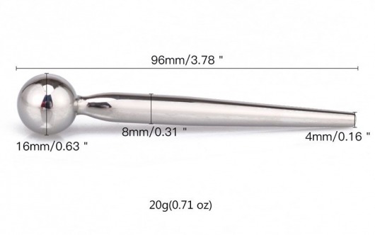 Гладкий металлический уретральный плаг с шариком - 9,6 см. - Notabu - купить с доставкой в Иваново