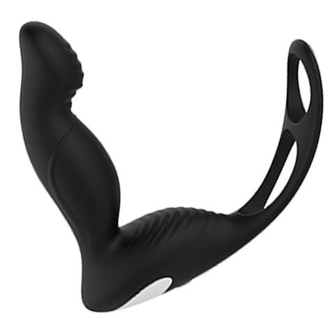 Черный вибромассажер простаты P-PLEASER W ERECTION ENHANCE - Dream Toys - в Иваново купить с доставкой