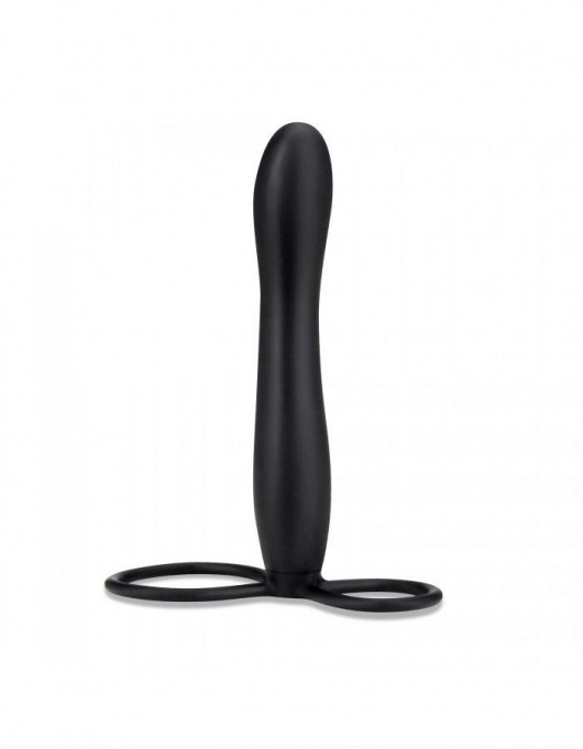 Черная насадка на пенис для двойной стимуляции Mojo BlackJack - 15 см. - Seven Creations - в Иваново купить с доставкой