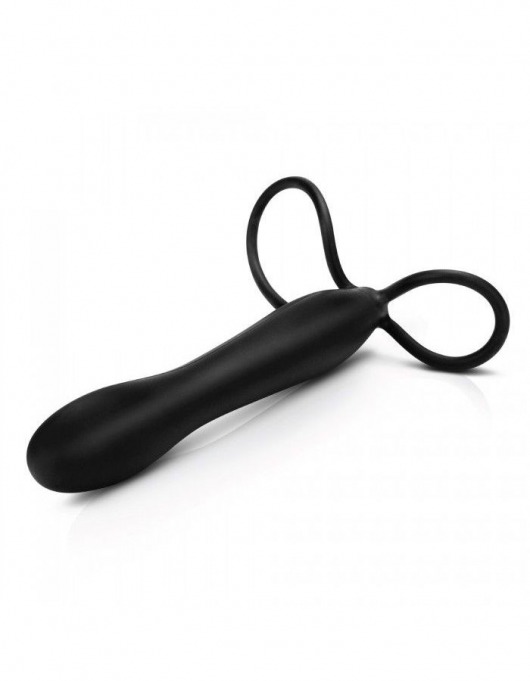 Черная насадка на пенис для двойной стимуляции Mojo BlackJack - 15 см. - Seven Creations - в Иваново купить с доставкой