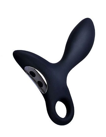 Черный силиконовый анальный вибромассажер Erokey с колечком-ограничителем - Erokay - в Иваново купить с доставкой