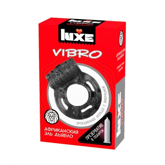 Чёрное эрекционное виброкольцо Luxe VIBRO  Африканский Эль Дьябло  + презерватив - Luxe - в Иваново купить с доставкой