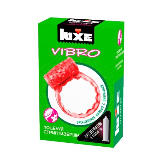 Розовое эрекционное виброкольцо Luxe VIBRO  Поцелуй стриптизёрши  + презерватив - Luxe - в Иваново купить с доставкой