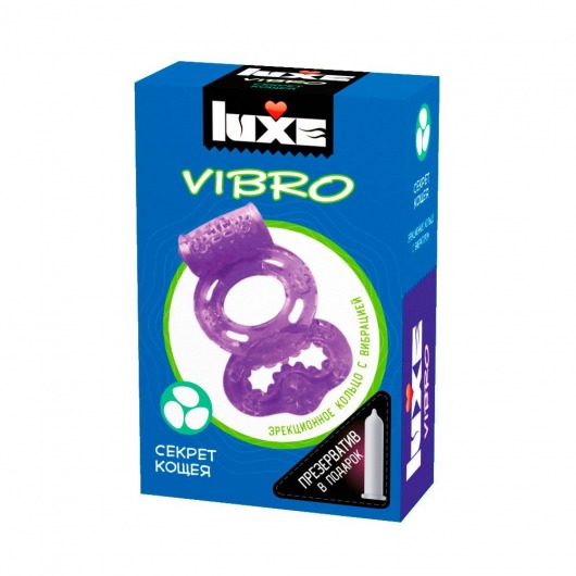 Фиолетовое эрекционное виброкольцо Luxe VIBRO  Секрет Кощея  + презерватив - Luxe - в Иваново купить с доставкой