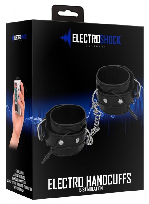 Черные наручники с электростимуляцией Electro Handcuffs - Shots Media BV - купить с доставкой в Иваново