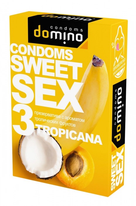 Презервативы для орального секса DOMINO Sweet Sex с ароматом тропических фруктов - 3 шт. - Domino - купить с доставкой в Иваново