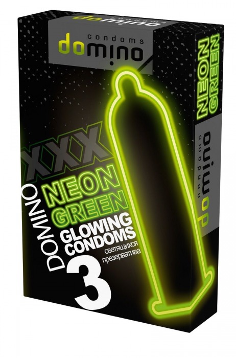 Презервативы DOMINO Neon Green со светящимся в темноте кончиком - 3 шт. - Domino - купить с доставкой в Иваново