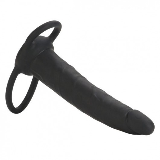 Чёрная насадка на фаллос для двойного проникновения Silicone Double Rider - 14 см. - California Exotic Novelties - купить с доставкой в Иваново