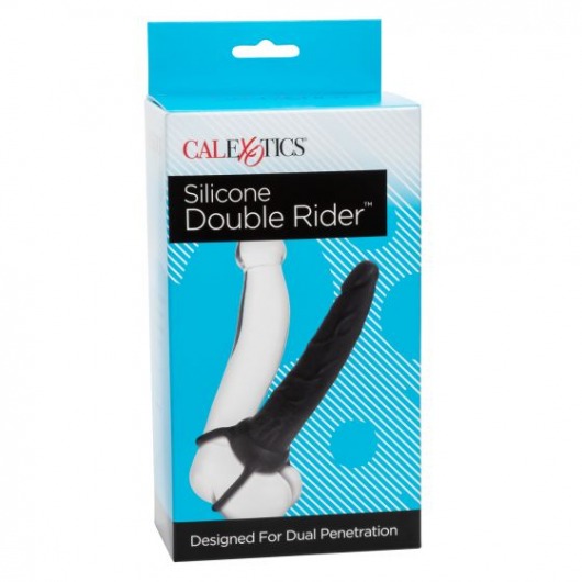 Чёрная насадка на фаллос для двойного проникновения Silicone Double Rider - 14 см. - California Exotic Novelties - купить с доставкой в Иваново