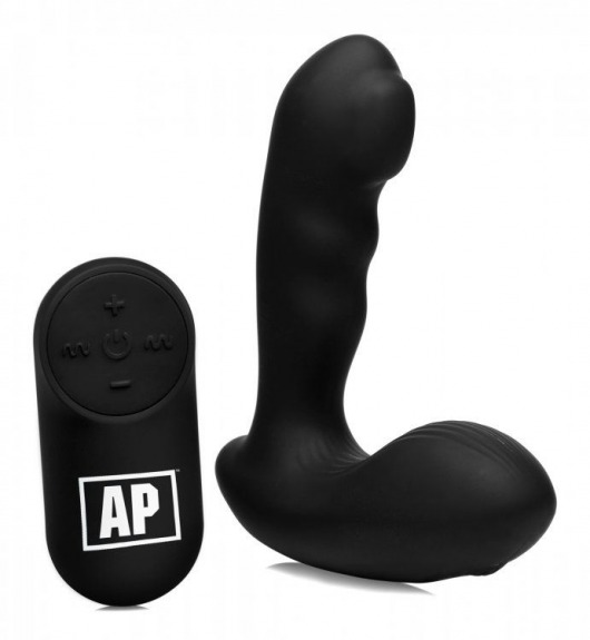 Черный стимулятор простаты Alpha-Pro 7X P-Milker Silicone Prostate Stimulator with Milking Bead - XR Brands - в Иваново купить с доставкой