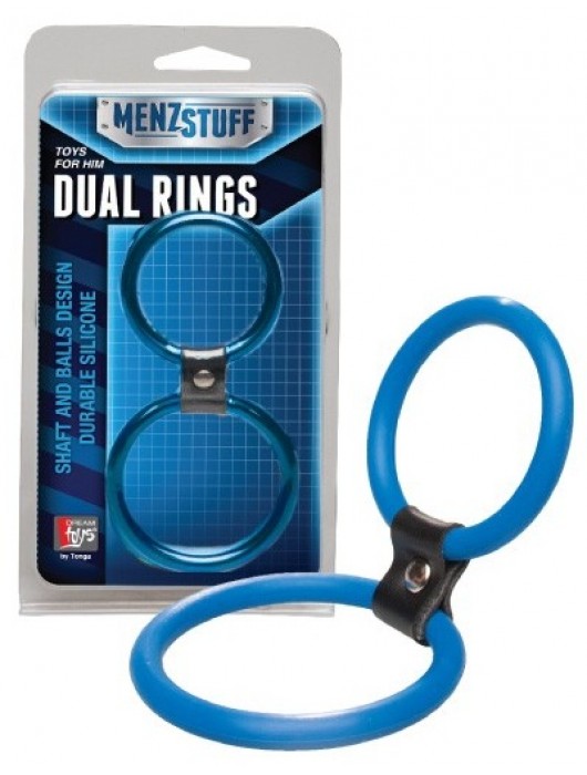 Синее двойное эрекционное кольцо Dual Rings Blue - Dream Toys - в Иваново купить с доставкой