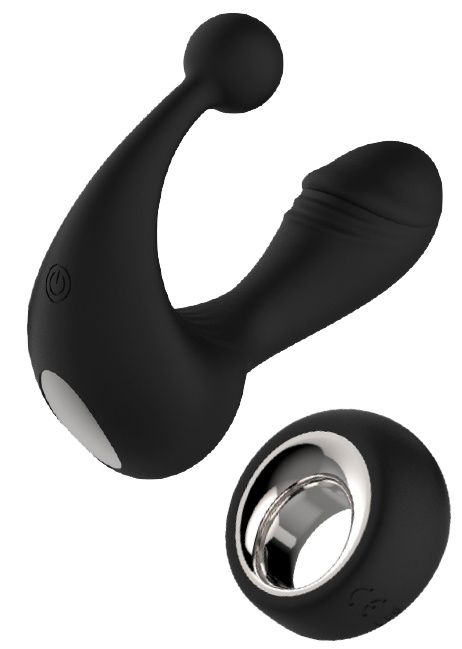 Черный вибромассажер со стимулятором клитора HELIOS REMOTE - Dream Toys