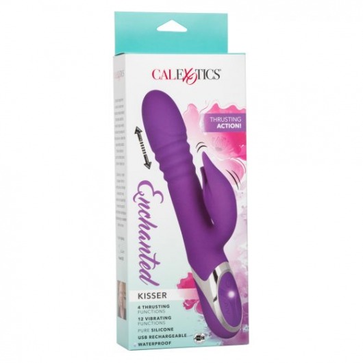 Фиолетовый вибромассажер-кролик Enchanted Kisser с поступательными движениями - California Exotic Novelties