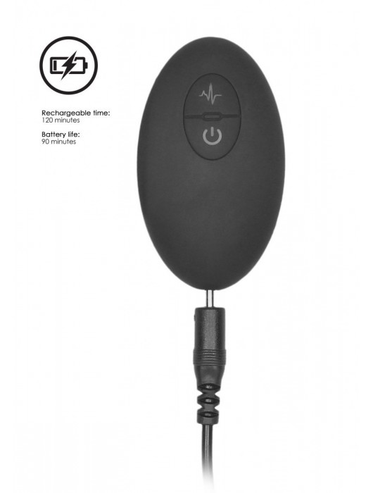 Черный гладкий вибромассажер с электростимуляцией и пультом ДУ E-Stim G/P-Spot Vibrator - 19,5 см. - Shots Media BV - купить с доставкой в Иваново