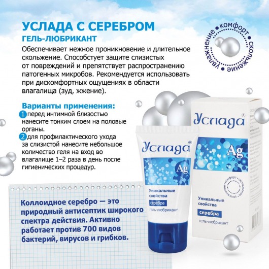 Гель-лубрикант  Услада  с серебром - 30 гр. - Биоритм - купить с доставкой в Иваново