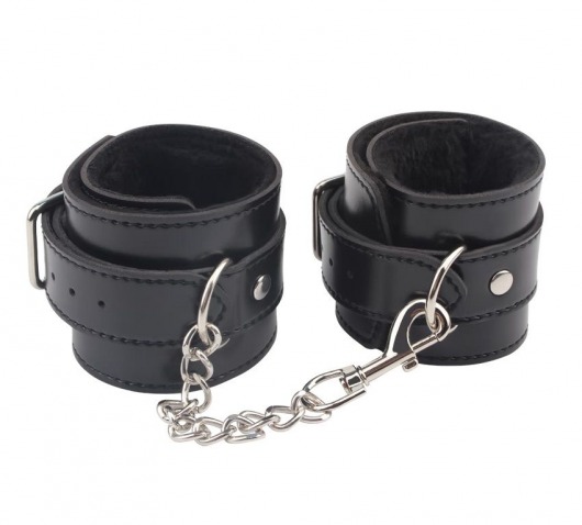 Черные оковы на ноги Obey Me Leather Ankle Cuffs - Chisa - купить с доставкой в Иваново