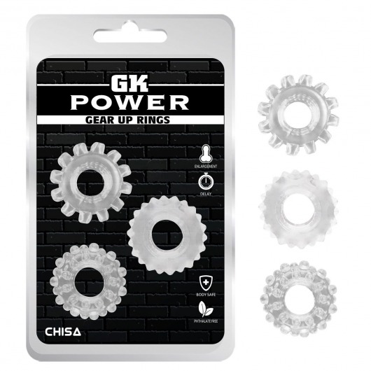 Набор из 3 прозрачных эрекционных колец Gear Up Rings - Chisa - в Иваново купить с доставкой