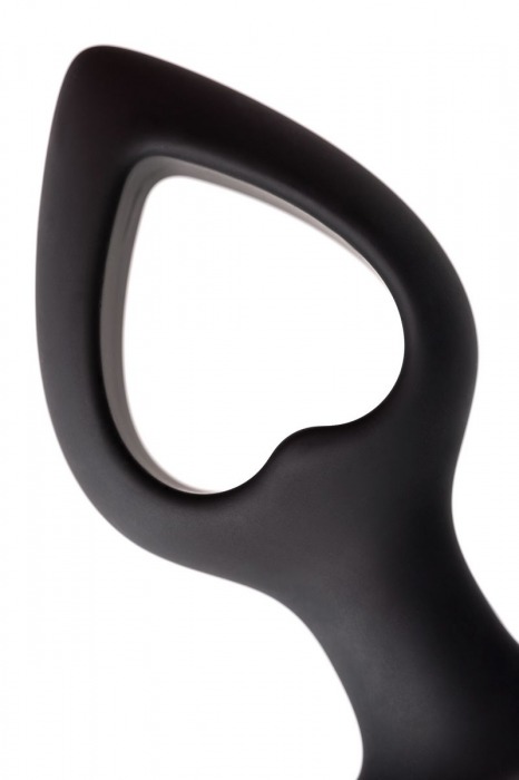 Черная вибровтулка с полой серединой в виде сердечка Cordis M - 14 см. - POPO Pleasure