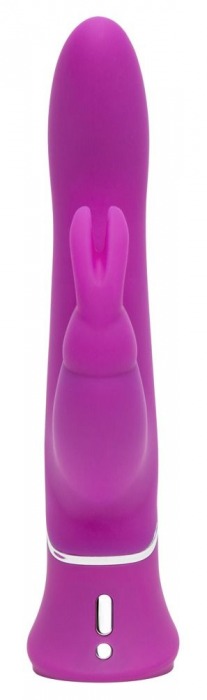 Лиловый вибратор Curve Thrusting Rechargeable Rabbit Vibrator - 24,1 см. - Happy Rabbit