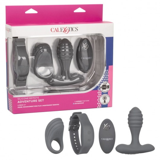 Серый вибронабор Silicone Remote Adventure Set - California Exotic Novelties