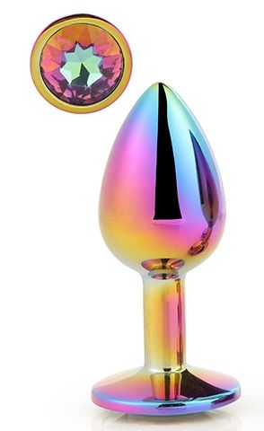 Голографическая анальная втулка с радужным кристаллом - 7,1 см. - Dream Toys - купить с доставкой в Иваново