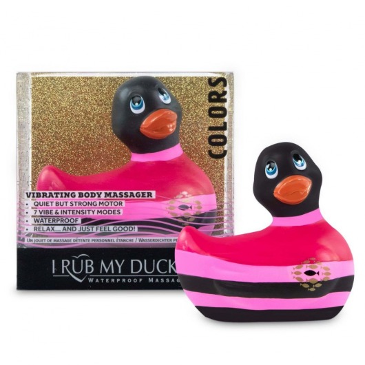 Вибратор-уточка I Rub My Duckie 2.0 Colors с черно-розовыми полосками - Big Teaze Toys - купить с доставкой в Иваново